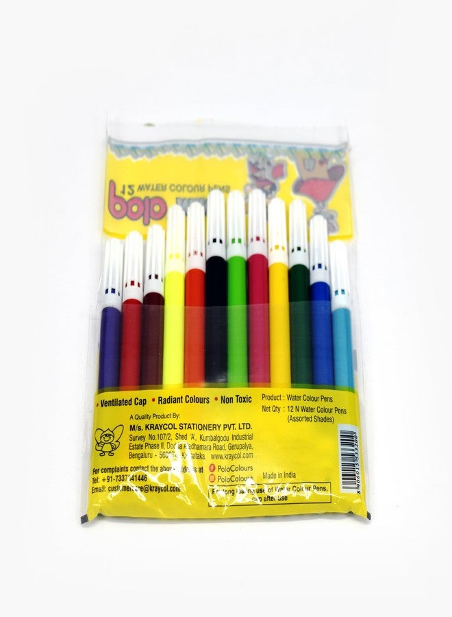 بولو أقلام تلوين مائية صغيرة من بولو - 12 لونًا زاهيًا لكل قلم، عبوة من 10 أقلام | حبر ناعم قابل للغسل | آمنة للأطفال، مثالية للمدرسة والفنون الإبداعية - Image 3